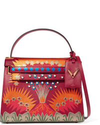 Valentino My Rockstud Large Patchwork Leather Tote Red
