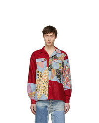 Red Patchwork Long Sleeve Shirt