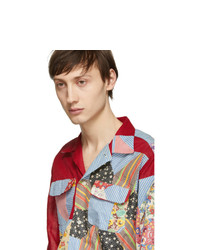 Bode Red And Off White Patchwork Havana Shirt