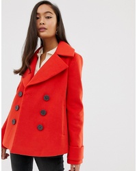 Miss Selfridge Double Breasted Coat In Red