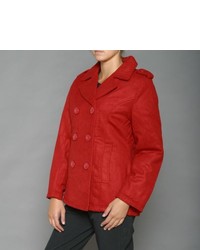 Lexen Red Wool Double Breasted Pea Coat