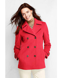 Lands' End Tall Luxe Wool Peacoat Vicuna