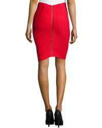 Neiman Marcus 3 D Vertical Striped Pencil Skirt Red