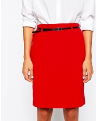 Asos Collection Belted Pencil Skirt With Seam Detail