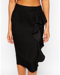 Asos Collection Pencil Skirt With Waterfall Frill Detail