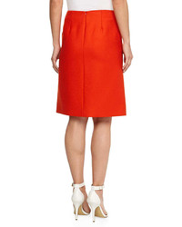 Stella McCartney Knee Length Wool Skirt Red