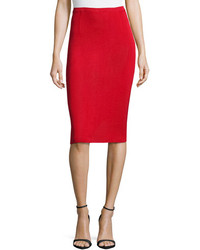 Misook Essential Knit Pencil Skirt Red