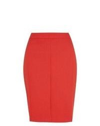 New Look Dark Red Wavy Textured Pencil Skirt