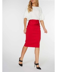 Dorothy Perkins Red Bow Scuba Pencil Skirt