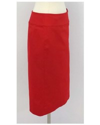 Donna Karan Red Cotton Blend Wrap Pencil Skirt