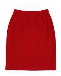 St. John Red Knit Pencil Skirt