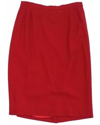 Max Mara Red Lightweight Wool Pencil Skirt