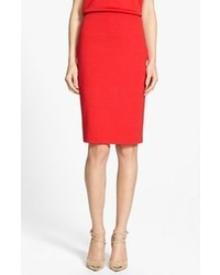 St. John Collection Milano Knit Pencil Skirt Venetian Red 4