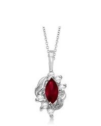 Allurez Marquise Red Ruby Diamond Pendant In 14k White Gold