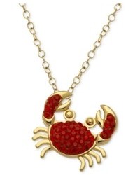 Kaleidoscope 18k Gold Over Sterling Silver Necklace Red Swarovski Crystal Crab Pendant