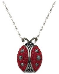 Kaleidoscope Sterling Silver Necklace Red And Black Swarovski Crystal Ladybug Pendant