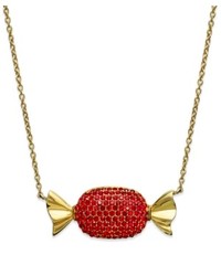 SIS by Simone I Smith 18k Gold Over Sterling Silver Necklace Red Crystal Candy Pendant