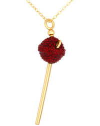 Sis By Simone I Smith 18k Gold Over Sterling Silver Necklace Red Crystal Mini Lollipop Pendant