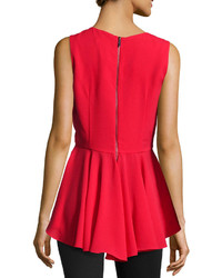 Marled By Reunited Clothing Sleeveless High Low Peplum Top Ruby Red