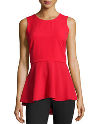 Marled By Reunited Clothing Sleeveless High Low Peplum Top Ruby Red