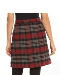 Woolrich Plaid Pleated Wool Blend Skirt