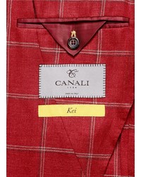 Canali Peak Lapel Check Wool Silk Blazer