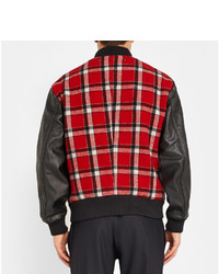 Marc by Marc Jacobs Plaid Wool Blend And Leather Bomber Jacket