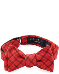 Ted Baker Checked Bow Tie Red