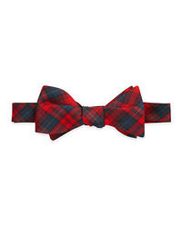 Neiman Marcus Tartan Plaid Bow Tie Red