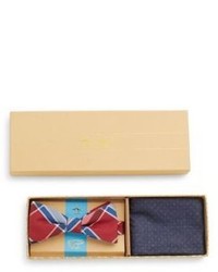 Original Penguin Plaid Bow Tie Polka Dot Pocket Square Set