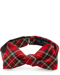 Ted Baker Traditional Grid Plaid Pattern Bow Tie Redgreen