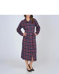 La Cera Plaid Flannel Button Front Dress
