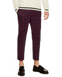 Topman Plaid Tapered Trousers