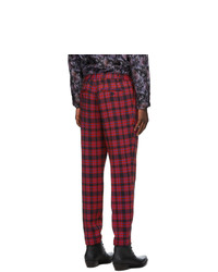 4SDESIGNS Red Plaid Inverted Pleat Trousers