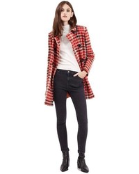 Topshop Check Double Breasted Coat