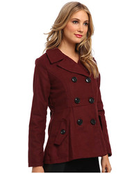 Dollhouse Classic Double Breasted Notched Collar W Back Belt Detail Coat