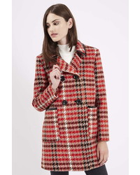 Double Breasted Checked Vinyl Coat
