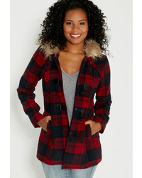 Maurices Plaid Coat With Toggles