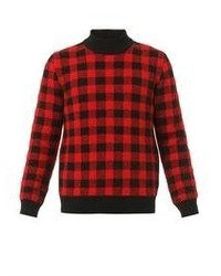 Saint Laurent Checked High Neck Sweater