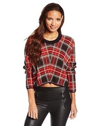 BCBGeneration Cropped Plaid Pullover