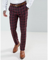 Harry Brown Skinny Fit Plaid Suit Pants