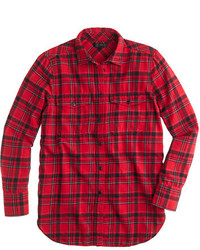 J.Crew Boyfriend Flannel Shirt In Red Plaid