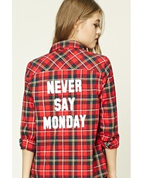 Forever 21 Never Say Monday Plaid Shirt