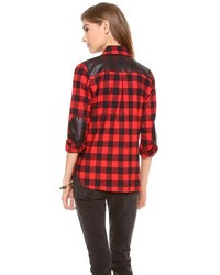 Generation Love Perforated Plaid Combo Shirt