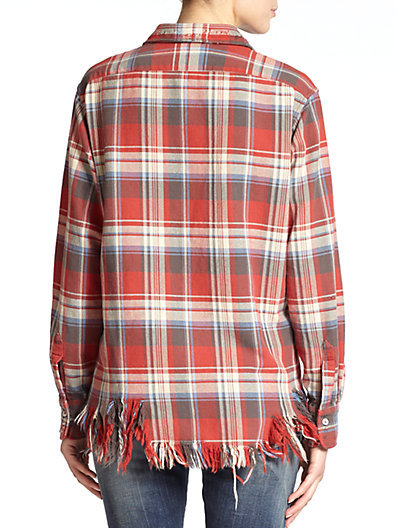 R 13 R13 Frayed Plaid Shirt 495 Saks Fifth Avenue Lookastic