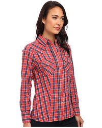 Jag Jeans Rio Shirt Semi Fitted In Redblue Plaid
