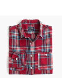 Red Plaid Flannel Long Sleeve Shirt