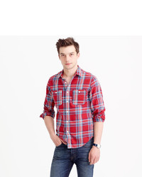 J.Crew Midweight Flannel Shirt In Red Plaid