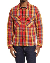 Naked & Famous Denim Plaid Flannel Button Up Work Shirt In Loose Weave Flannel Red At Nordstrom