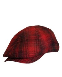 Woolrich Ivy Hat Wool Blend Irish Cap In Red Black Plaid Black Small